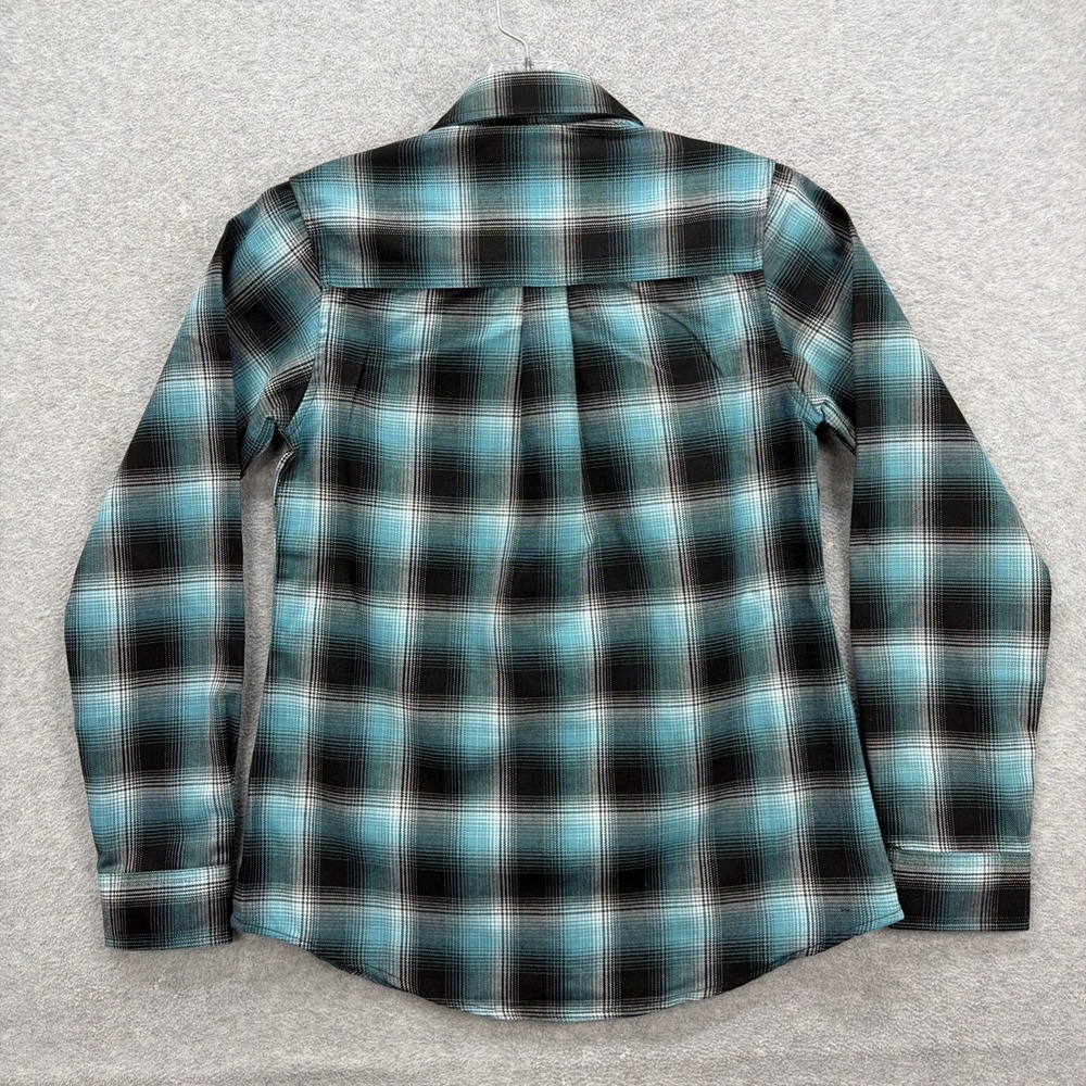 Dixxon Flannel Shirt Women Small Blue Black‎ Plaid Pearl Snap Pensacola D Tech - Picture 4 of 9